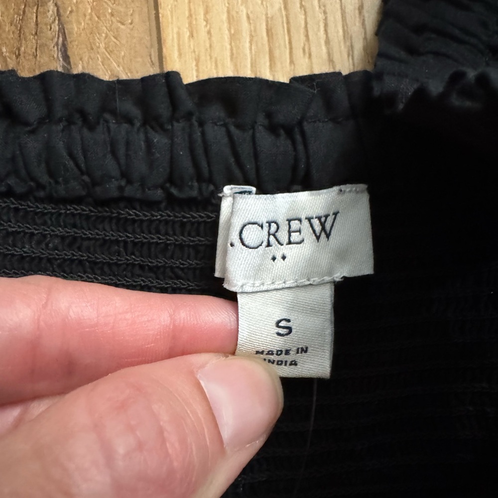 J. Crew Women's Black Tiered Dress with Gold Smocked Bodice - Size Small - Picture 3 of 4